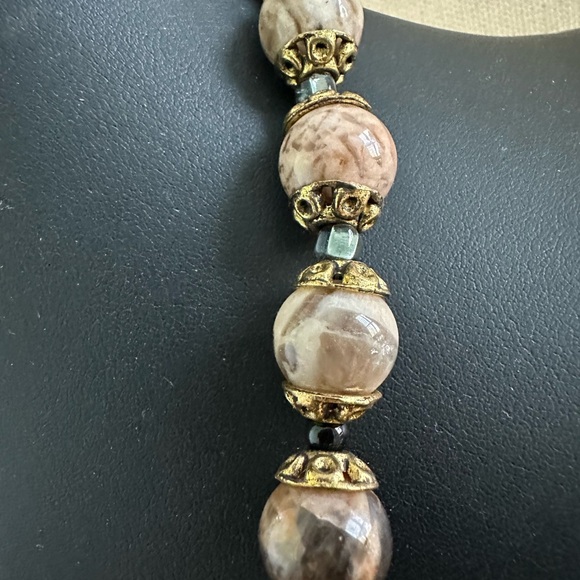 Polished Artisan Stone Necklace Sunstone Moonstone Agate 18” - Picture 3 of 6